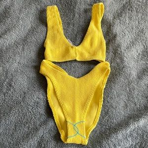 ASOS yellow crinkle bikini